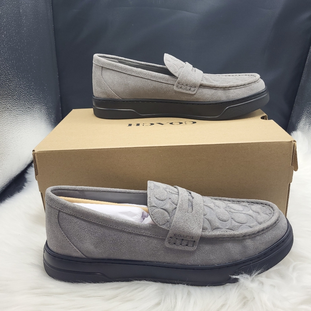 Coach Men's Gray Suede Loafers - Picture 3 of 9